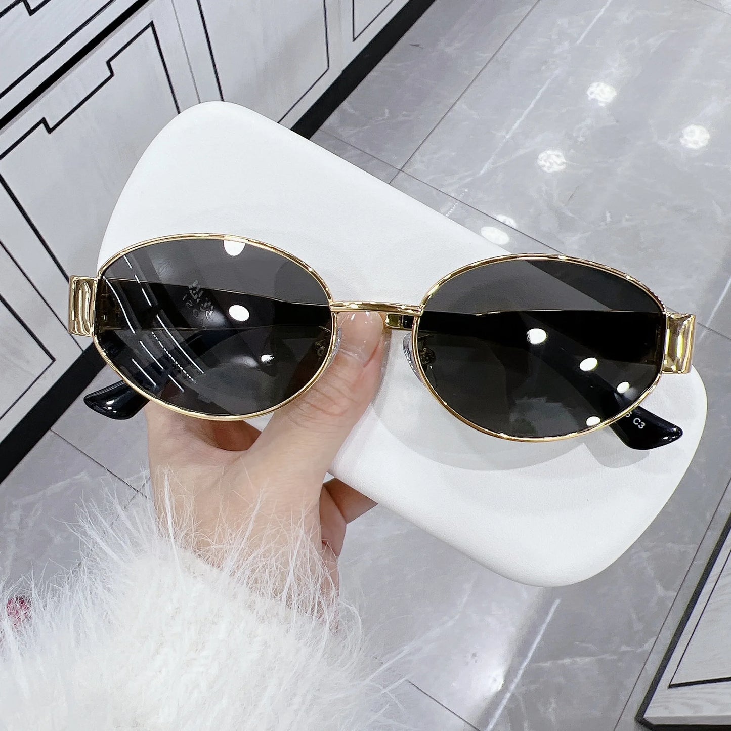 Cat Eye Sunglasses Fashion Street Photo Women's Sun Glasses Men Ellipse Eyeglasses Outdoor Travel Driving UV400 Goggles Eyewear