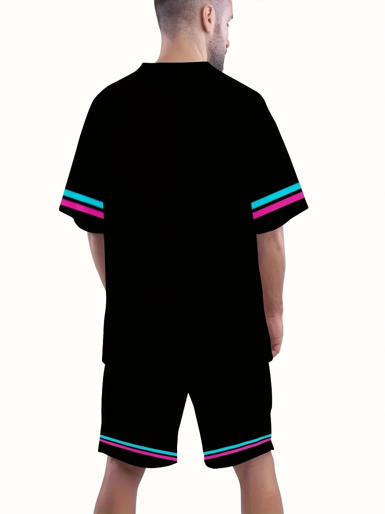2-Pack Men's Summer Casual Short Sleeve Crew Neck T-Shirt and Pocket Drawstring Shorts Polyester 100%