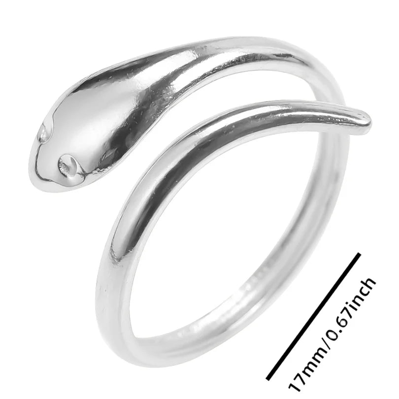 Wholesale 6pcs Steel Color Rings Hug Snake Love Star Moon Shell Leaf Shaped Rings Stainless Steel Women Jewelry Charms No Fade