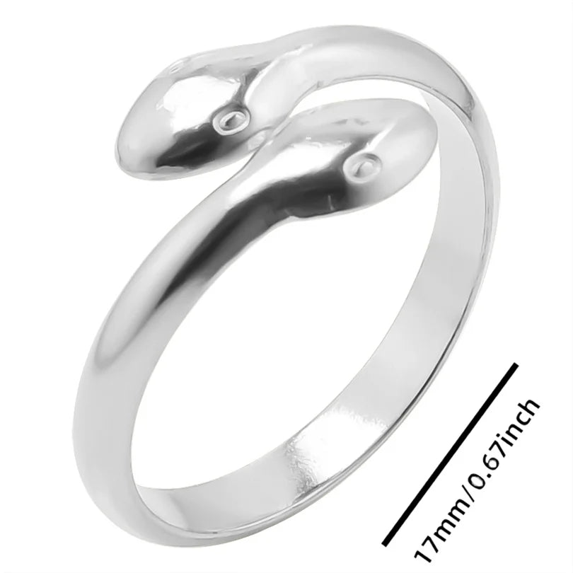 Wholesale 6pcs Steel Color Rings Hug Snake Love Star Moon Shell Leaf Shaped Rings Stainless Steel Women Jewelry Charms No Fade