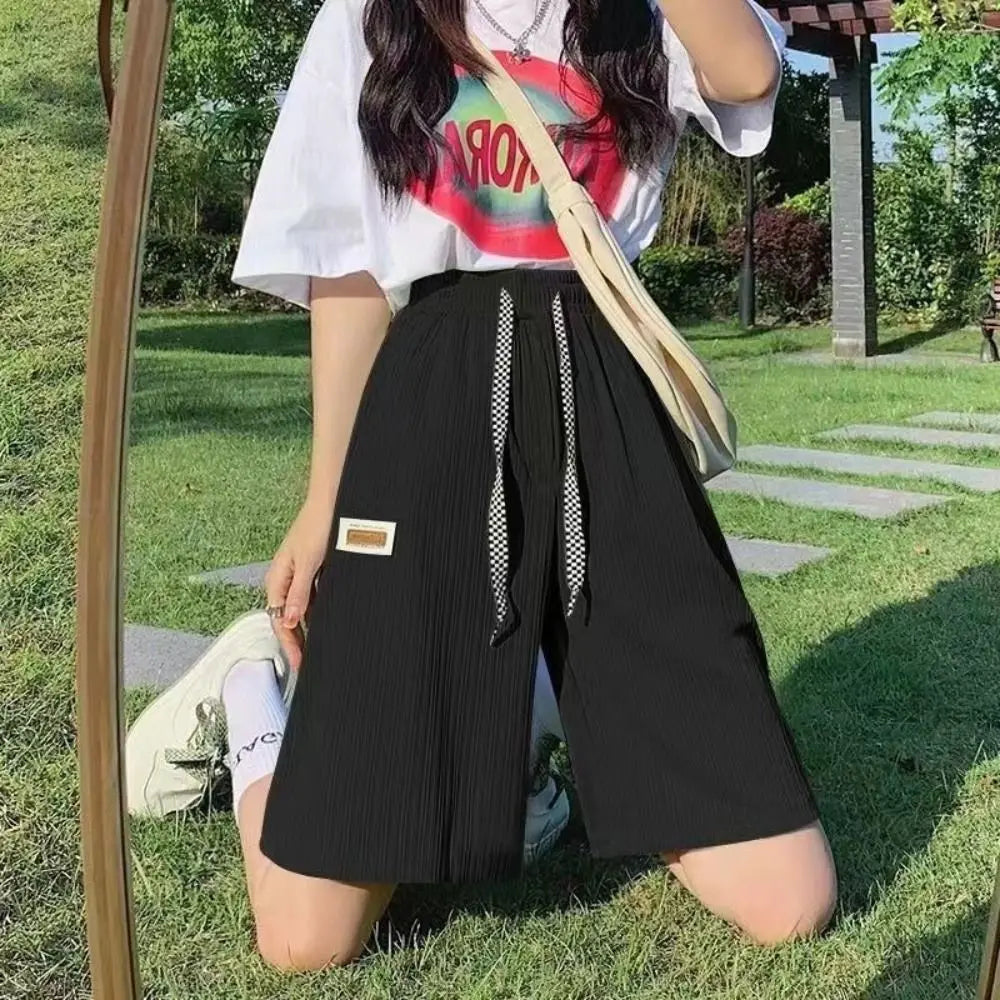 Sports Shorts Women Summer Anti Emptied Ice Silk Shorts Casual Lady Elastic High Waist Beach Short Pants