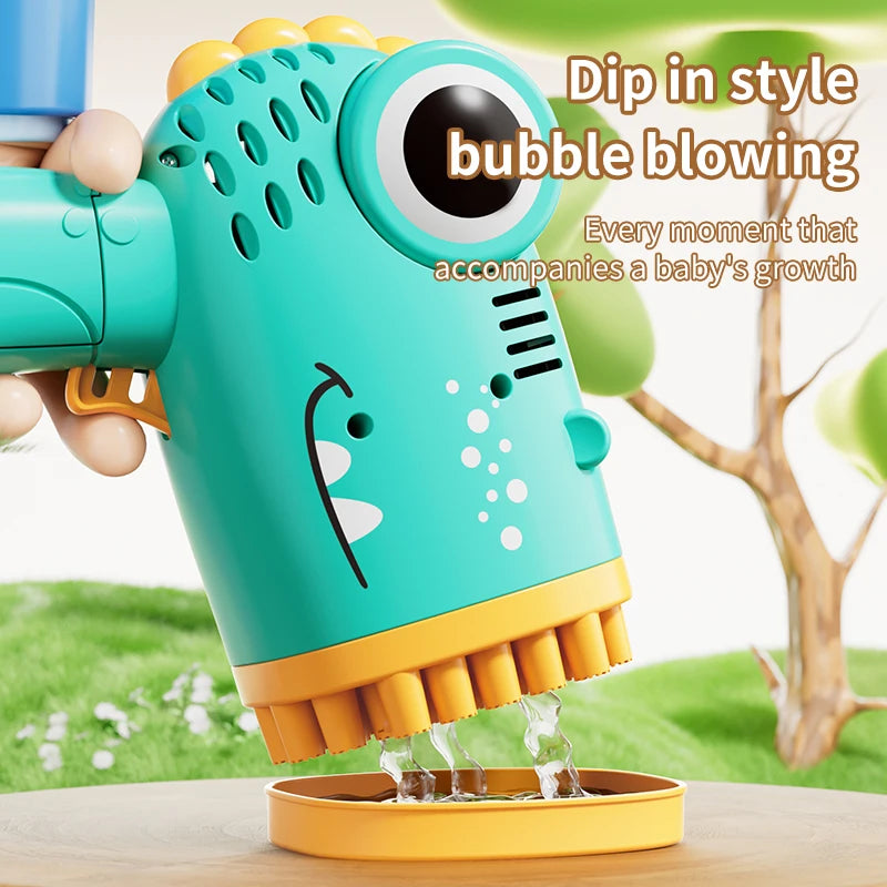 40 Holes Dinosaur Bubble Gun Handheld Fully Automatic Bubble Machine Without Battery And Bubble Water For Kids Gift