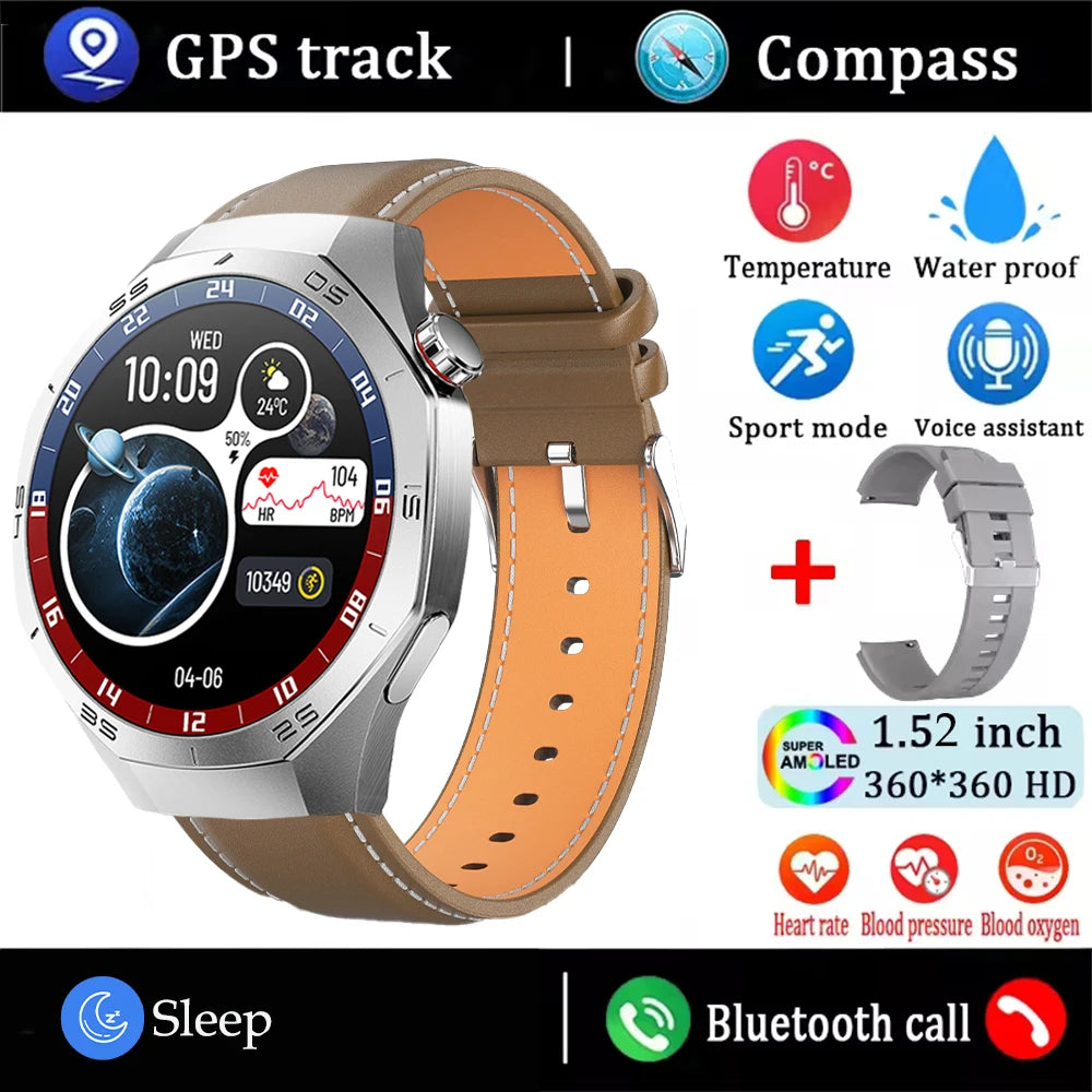2025New For Huawei GT5 Pro Smart Watch Men HD AMOLED Screen GPS Motion trajectory HeartRate Bluetooth Call 1.52" SmartWatch IP68