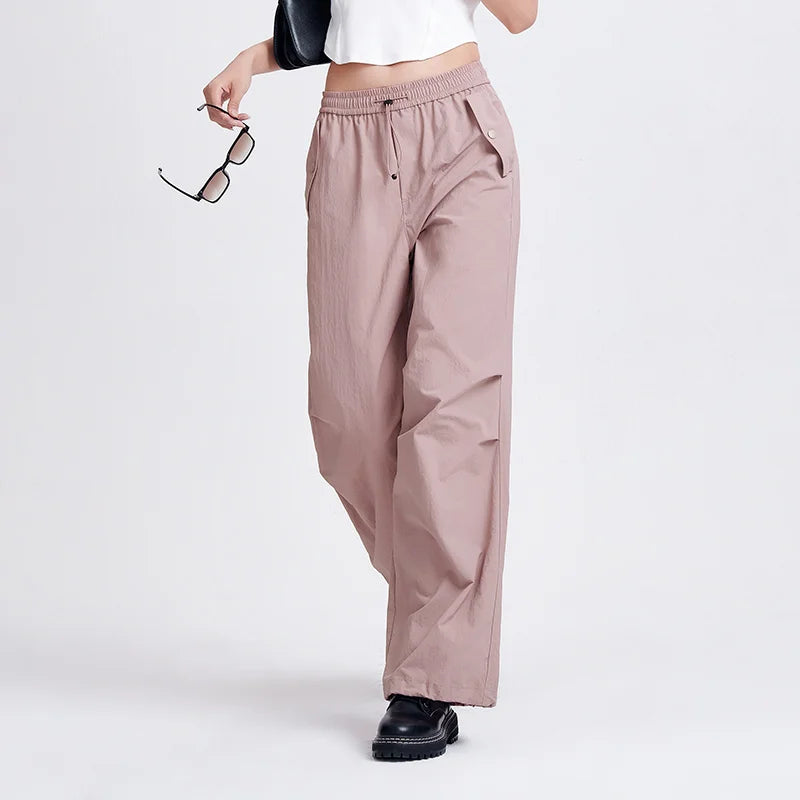 Semir Casual Pants Women Textured Wide Leg Pants 2024 New Summer Elastic Waist Parachute Pants High Street