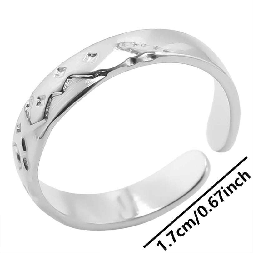 Wholesale 6pcs Steel Color Rings Hug Snake Love Star Moon Shell Leaf Shaped Rings Stainless Steel Women Jewelry Charms No Fade