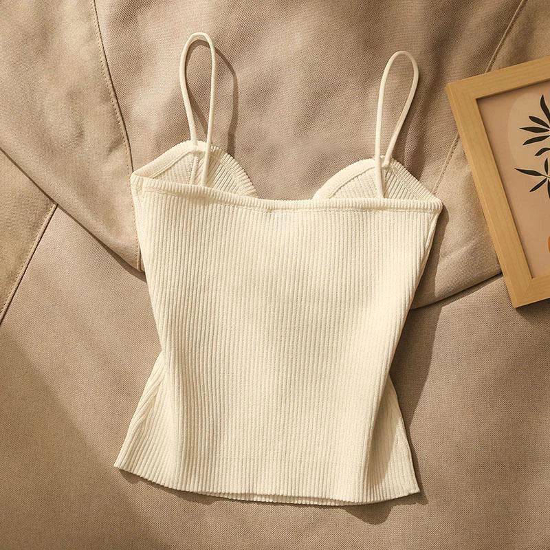 Women Summer High-end Small Fragrant Style Knitted Tube Top Camisole With New Style Outer Sleeveless Short Top With Beautiful Ba