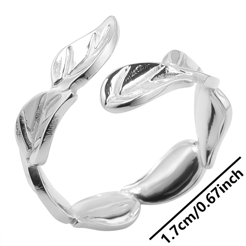 Wholesale 6pcs Steel Color Rings Hug Snake Love Star Moon Shell Leaf Shaped Rings Stainless Steel Women Jewelry Charms No Fade