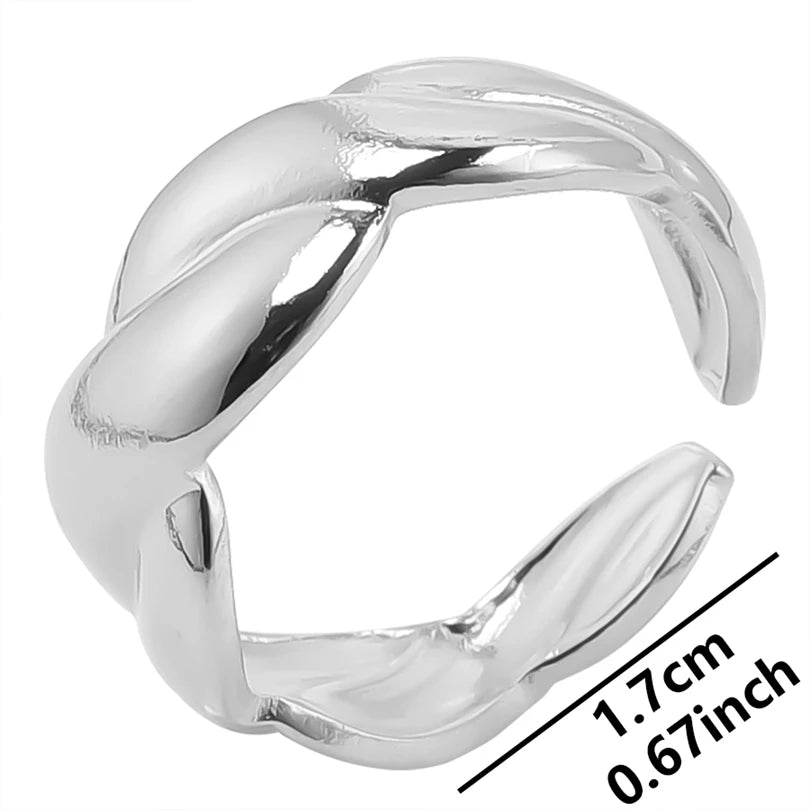 Wholesale 6pcs Steel Color Rings Hug Snake Love Star Moon Shell Leaf Shaped Rings Stainless Steel Women Jewelry Charms No Fade