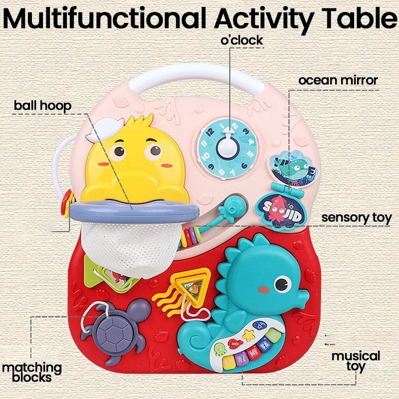 Baby Walker Stroller Walking Babies Trolley Activity Table Musical Toys Sound Sensory Toys Basketball Developing Educational Toy