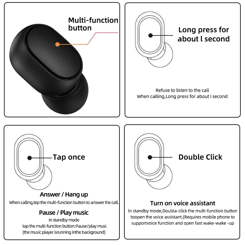 Xiaomi Redmi Airdots 2 Bluetooth Earphones Sport Music Gaming Outdoor Mini Wireless Headset with Mic Headphones In Ear Earbuds