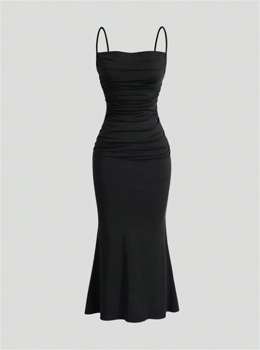 Women's Bodycon Party Dresses Maxi Spaghetti Strap Elegant Slim Sleeveless Evening Wedding Multi-Color Summer Milkmaid Dresses