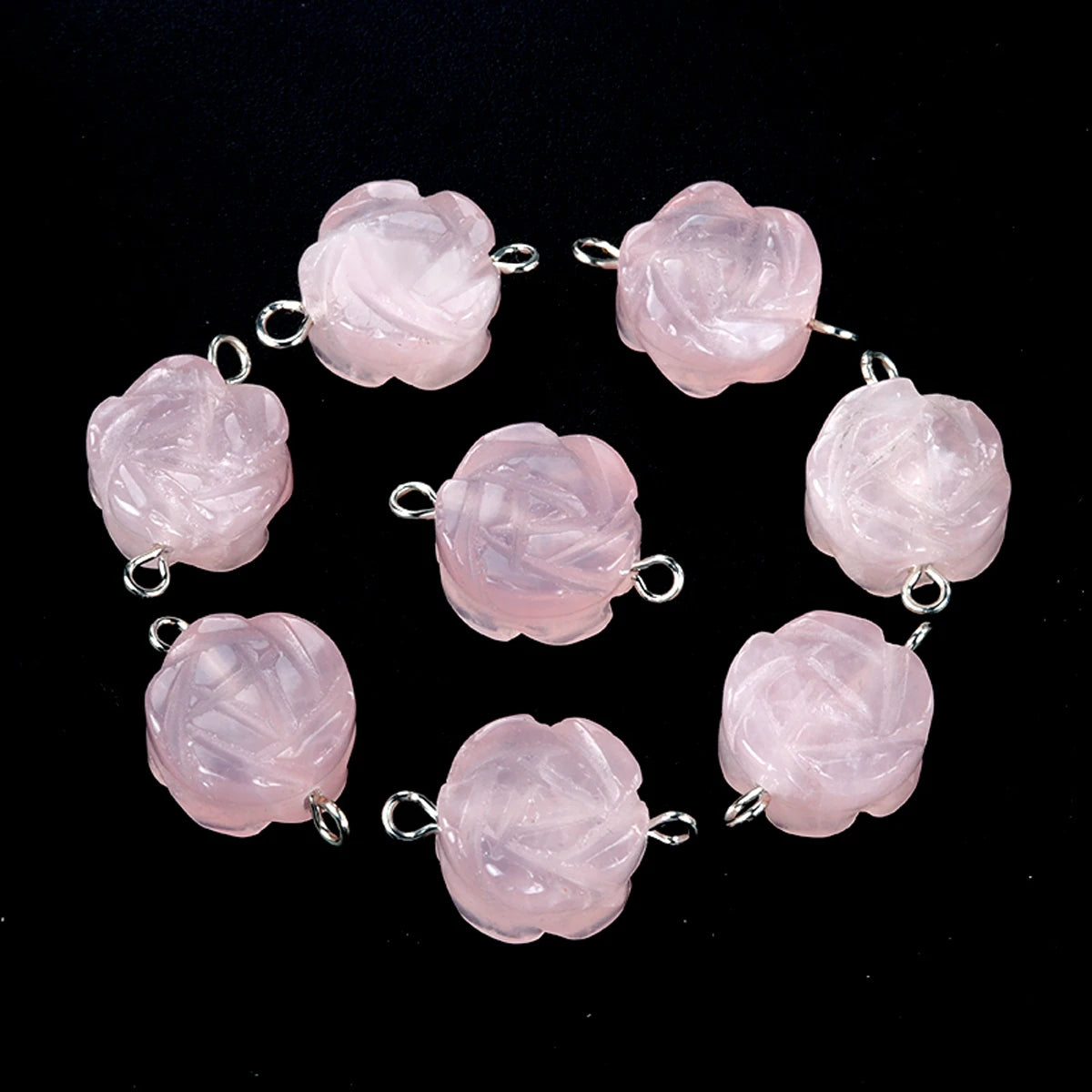 2Pcs Natural Stone Yellow Jade/Agates Rose-Shaped Connector For Jewelry Making DIY Necklace Bracelet Accessory Size 14 mm