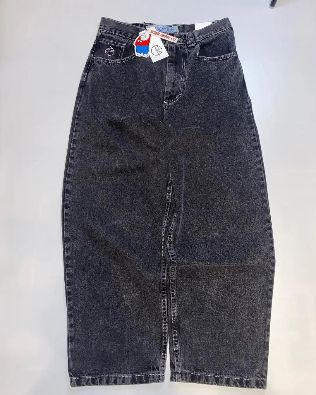 Y2K Minimalist Men's Jeans Retro Pocket Embroidered Loose Korean Casual Harajuku High Waist Aesthetic Couple Wide Leg Pants