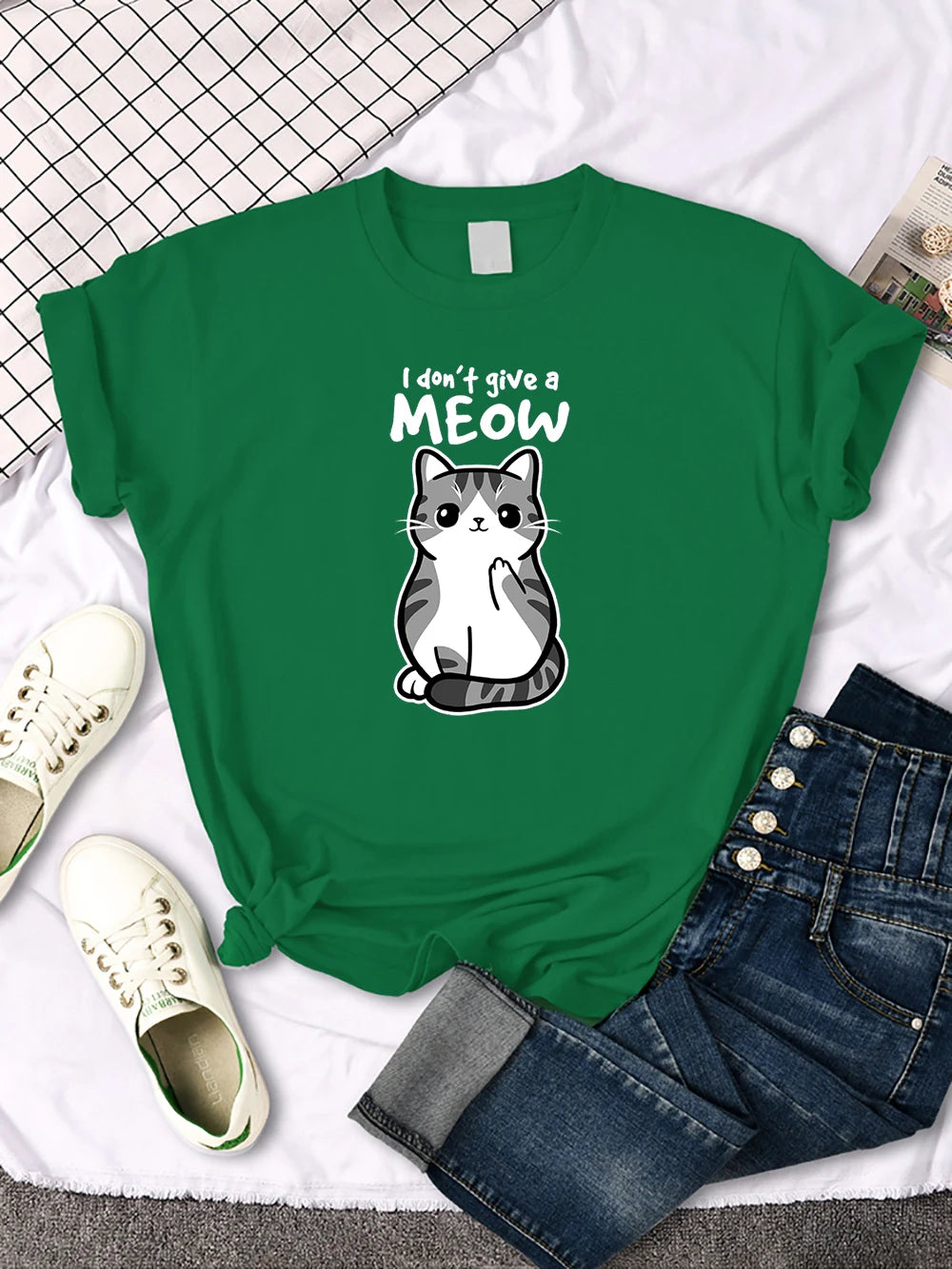 Lovely Cat Printing Women Tshirts Street Breathable New Short Sleeve Casual Fashion Tee Shirt Summer Cool Comfortable Clothing