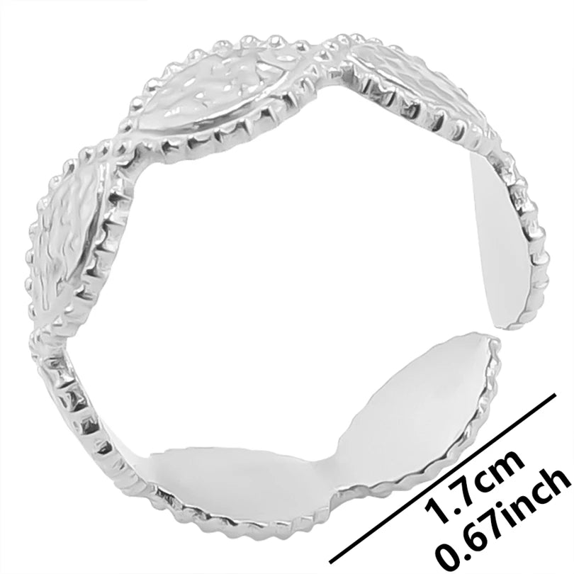 Wholesale 6pcs Steel Color Rings Hug Snake Love Star Moon Shell Leaf Shaped Rings Stainless Steel Women Jewelry Charms No Fade