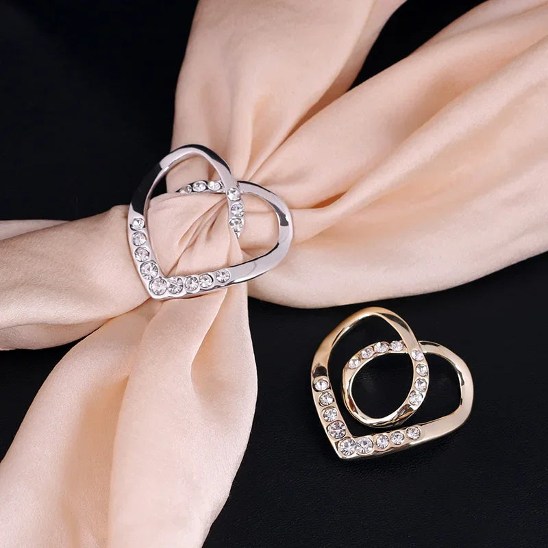 Adjustable Knot Scarf Buckle Pin - Decorative Crystal Silk Brooch Clip for T-Shirts Blouses Shawls Women's Fashion Accessories