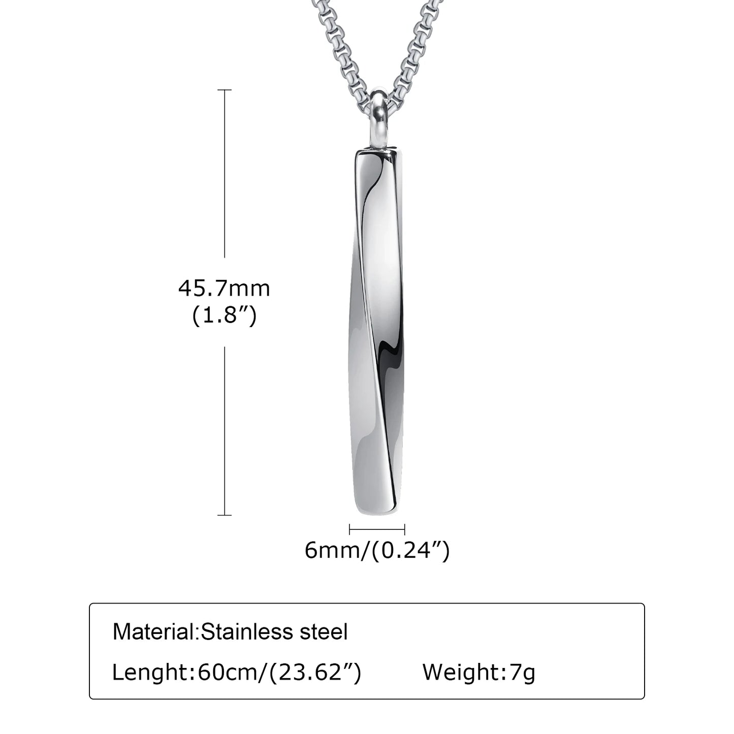 Vnox Stainless Steel Mobius Bar Pendant Necklaces for Men,Simple Cremation Ashes Urn Jewelry,Memorial Keepsake Collar Gifts