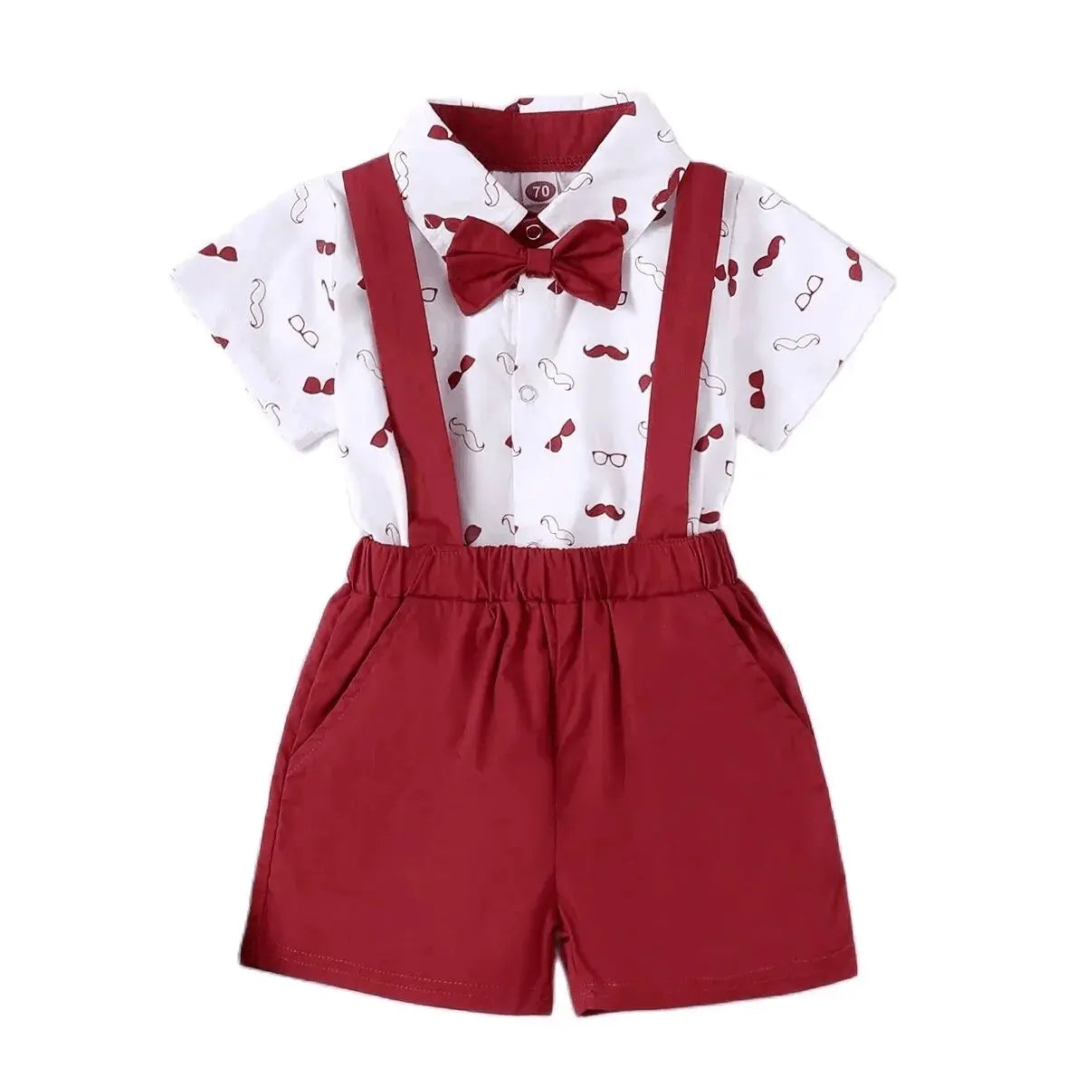 0-24 Months Baby Boys Costumes Short Sleeve Bodysuit with Bow + Suspender Pants Fashion Parties Festivals Gentleman Clothing
