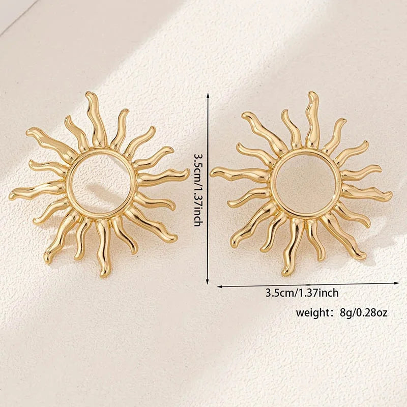 1Pair Fashion Temperament Elegant Sun Flower Stud Earrings For Women Girls Versatile Stud Earrings Jewelry Accessories Gifts