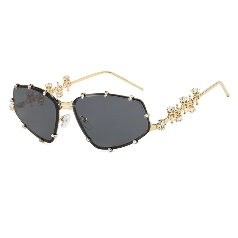 Diamonds Square Fashion Sunglasses Women 2024 Vintage Shades UV400 Luxury Rhinestones Sun Glasses Female Punk Big Men Eyewear