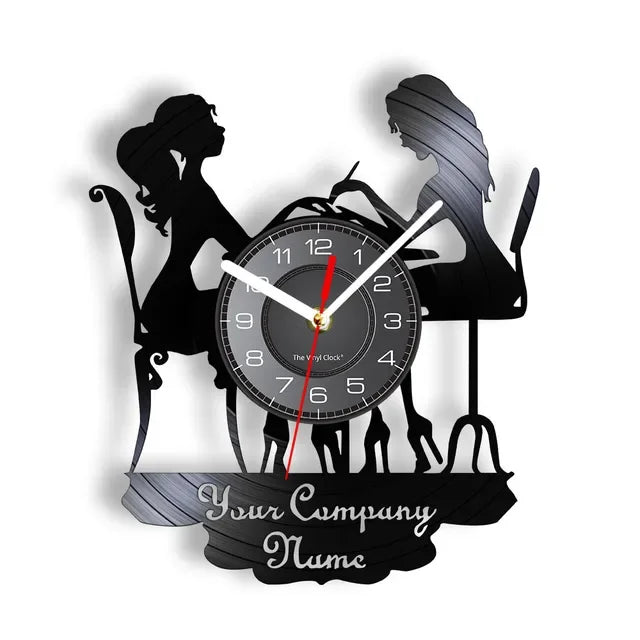 Custom Spa Salon Business Wall Sign Wall Decor Nail Salon Personised Your Name Vinyl Record Wall Clock Polish Fashion Art Clock