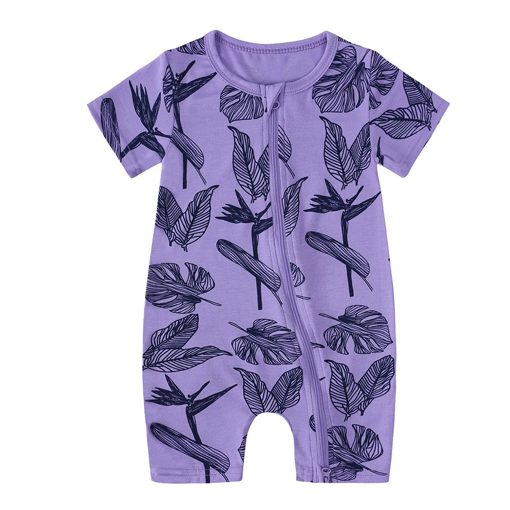 0-24M Summer Newborn Baby Romper Bamboo Fiber Clothes Infant Boy Girl Onesie Pyjamas Full Print Breathable Sleepwear Jumpsuits
