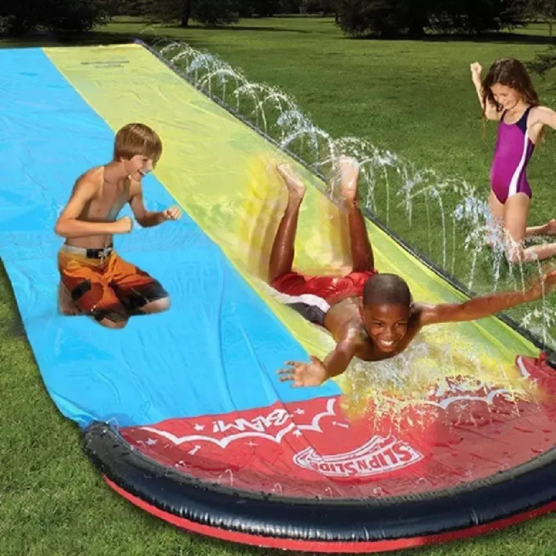 Inflatable Lawn Water Slide Summer Slip Waterslide Water Splash Play Toys with Build in Sprinkler Backyard Outdoor Fun for Kids