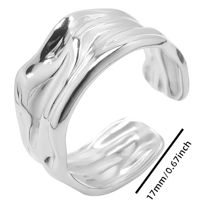 Wholesale 6pcs Steel Color Rings Hug Snake Love Star Moon Shell Leaf Shaped Rings Stainless Steel Women Jewelry Charms No Fade