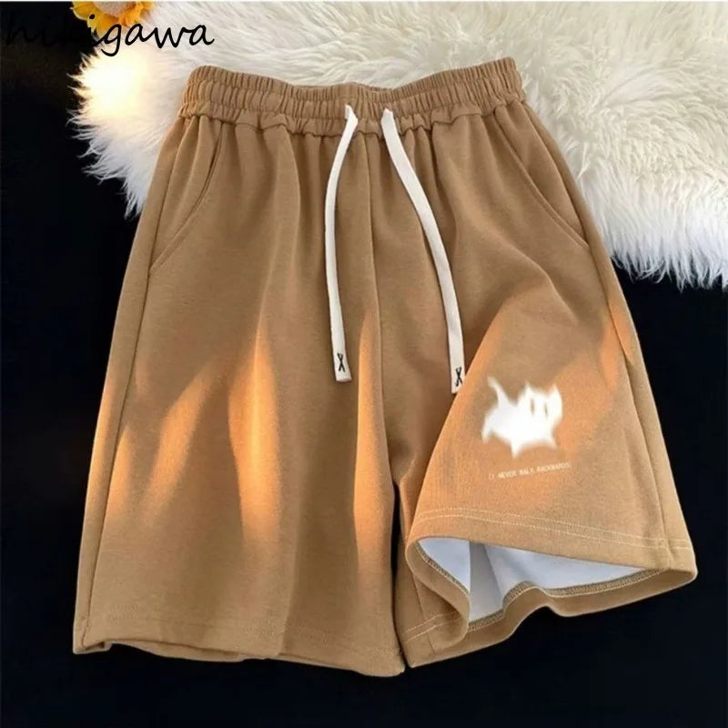 Women Clothing Pantalones Cortos De Mujer Summer Casual Shorts Streetwear BF Print Fashion Y2k Wide Leg Pants 2025 New Bottoms