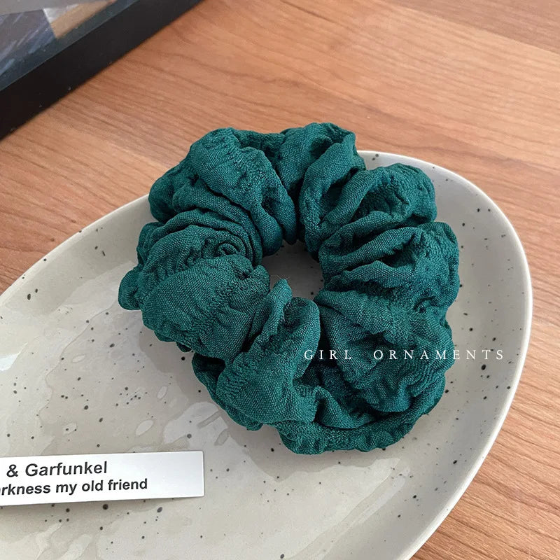 Newest Korean Woman Large Cream Puff Elastics Hair Band Solid Color Scrunchies Hair Ties Ladies Ponytail Hold Hair Accessories
