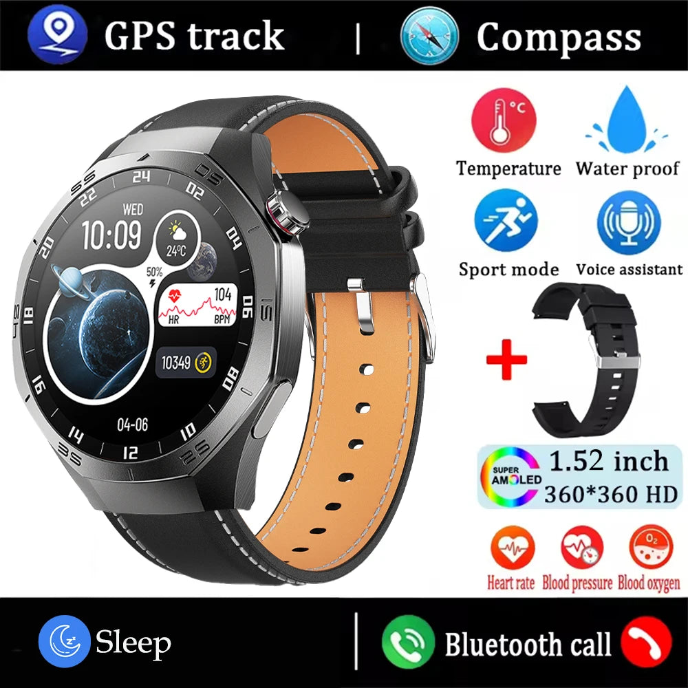 2025New For Huawei GT5 Pro Smart Watch Men HD AMOLED Screen GPS Motion trajectory HeartRate Bluetooth Call 1.52" SmartWatch IP68