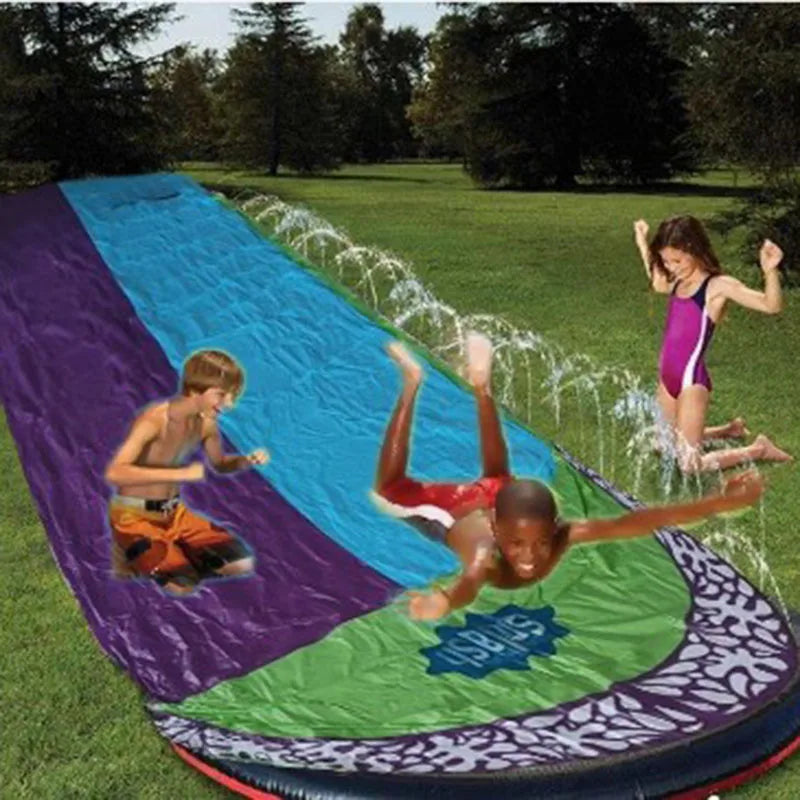 Inflatable Lawn Water Slide Summer Slip Waterslide Water Splash Play Toys with Build in Sprinkler Backyard Outdoor Fun for Kids