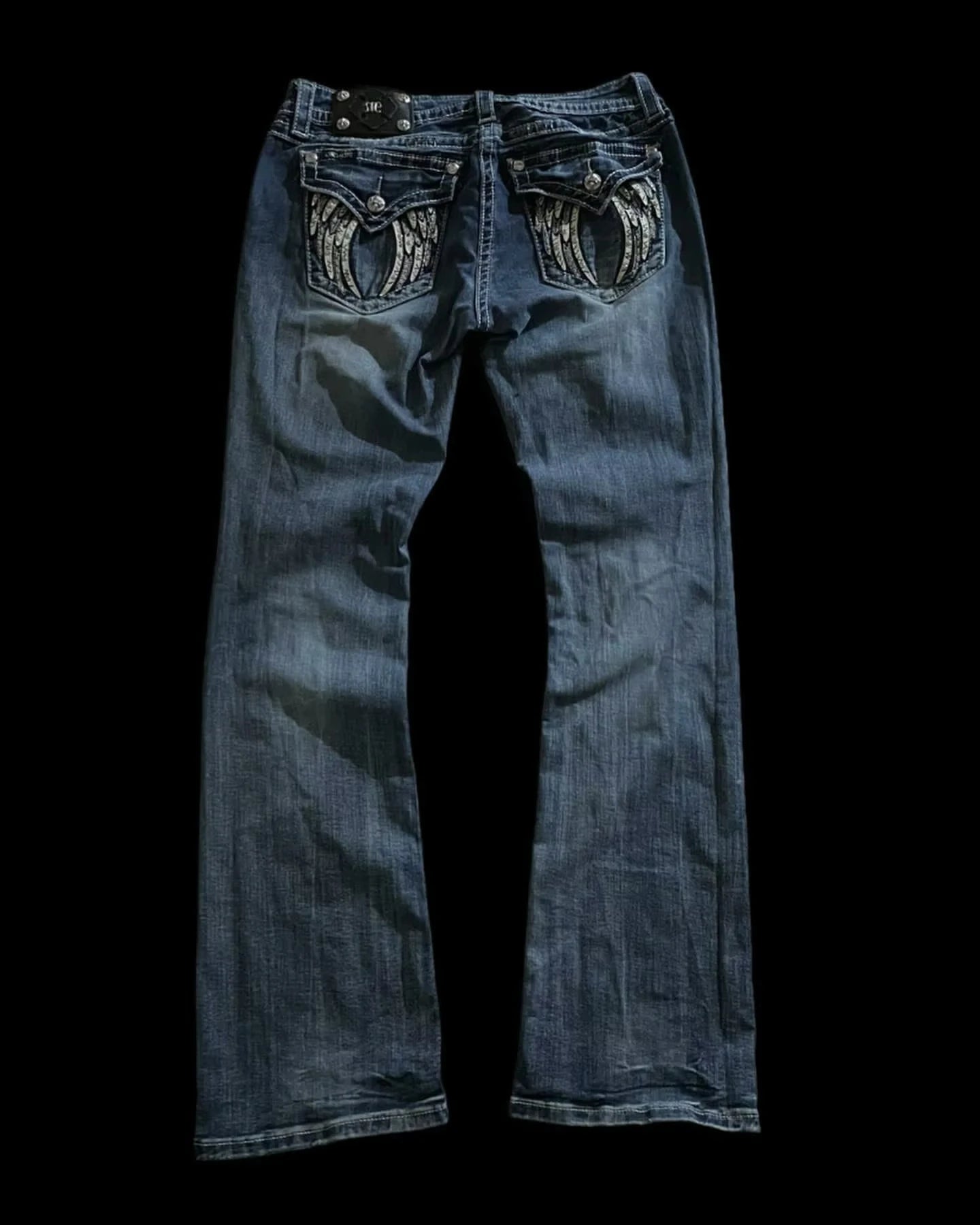 American Jeans Y2K Clothes Men Women Harajuku Retro Pockets Embroidered Buttons Baggy Blue Jeans High Waist Fashion Slim Pants