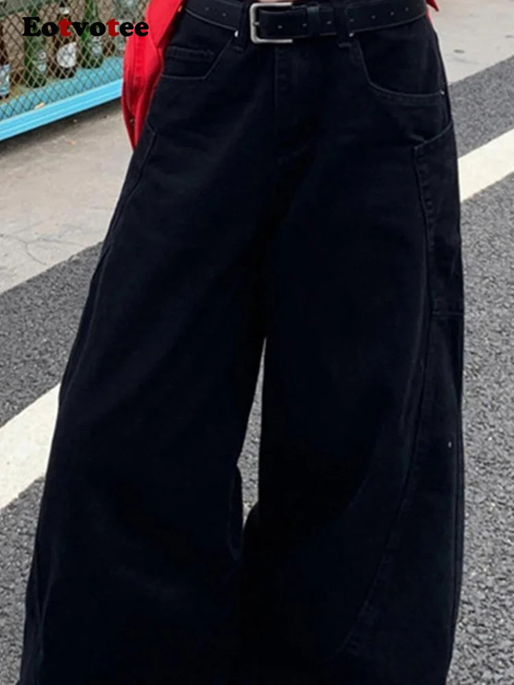American Style Vintage Versatile Loose Jeans Women Y2K Fashion High Waist Baggy Wide Leg Pants 2025 New Casual Straight Jeans
