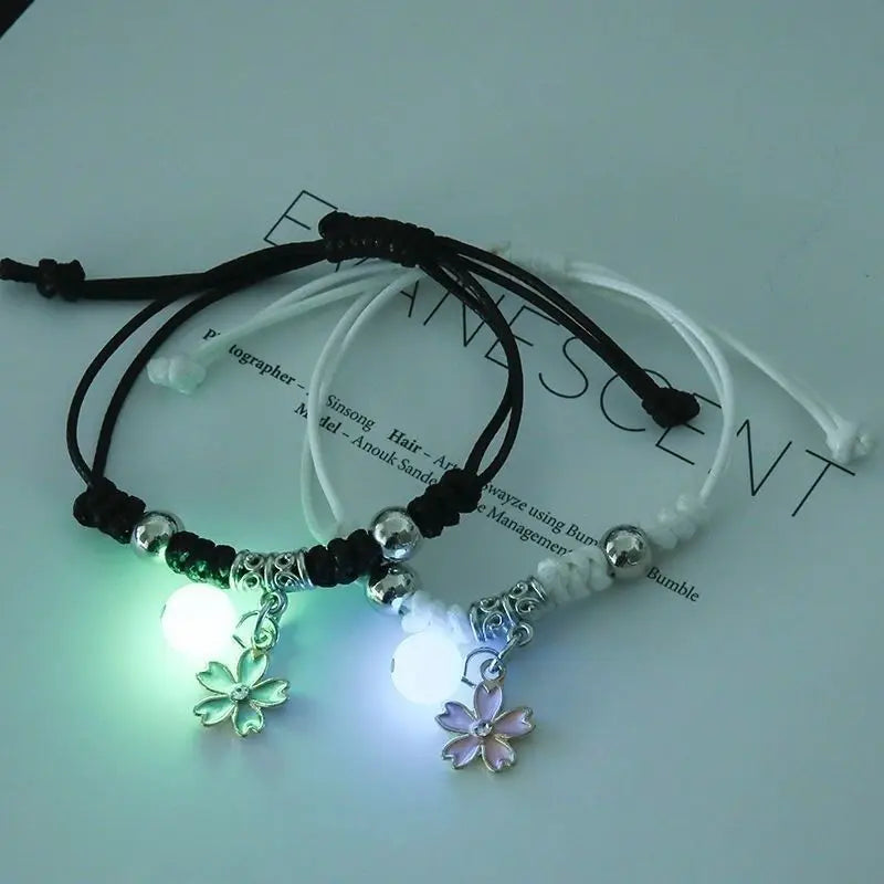 2 Pcs Luminous Moon Star Bracelet Pair Of Adjustable Braided Rope Matching Friend Bracelet For Men Women Couples Gift Jewelry