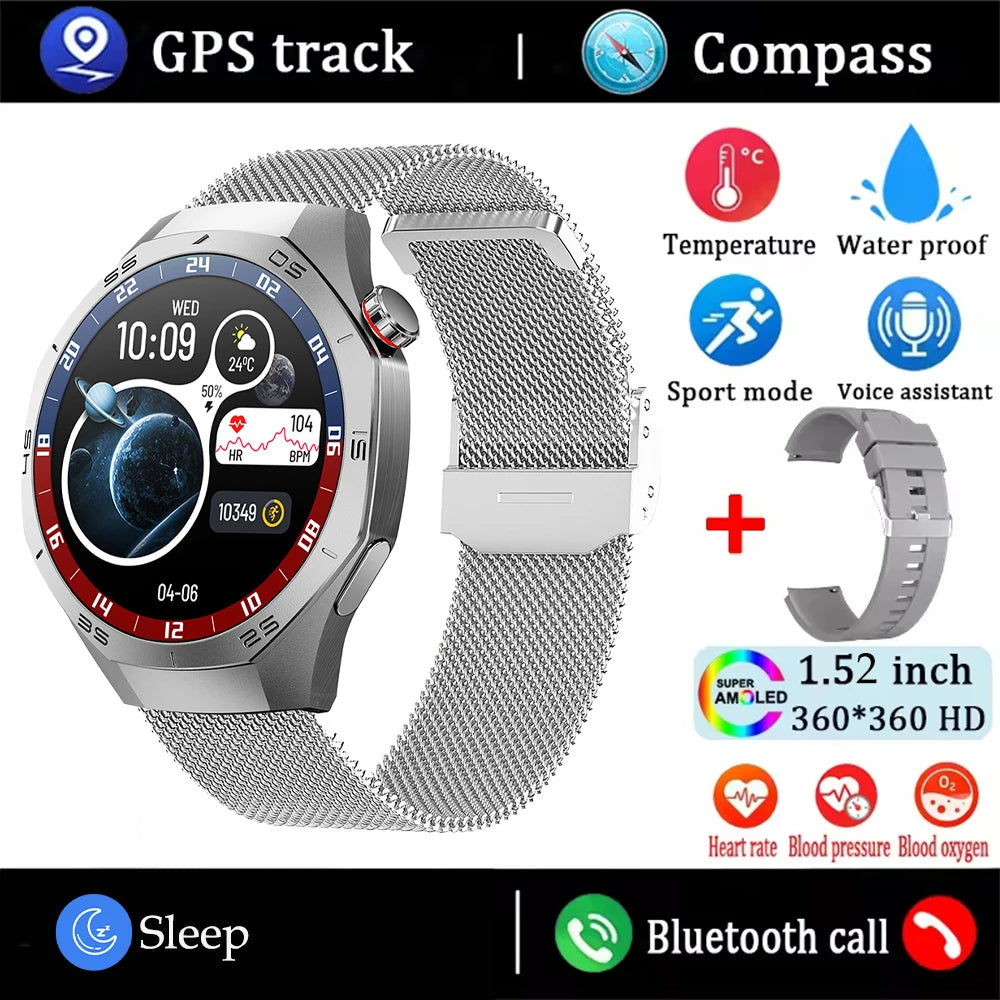 2025New For Huawei GT5 Pro Smart Watch Men HD AMOLED Screen GPS Motion trajectory HeartRate Bluetooth Call 1.52" SmartWatch IP68