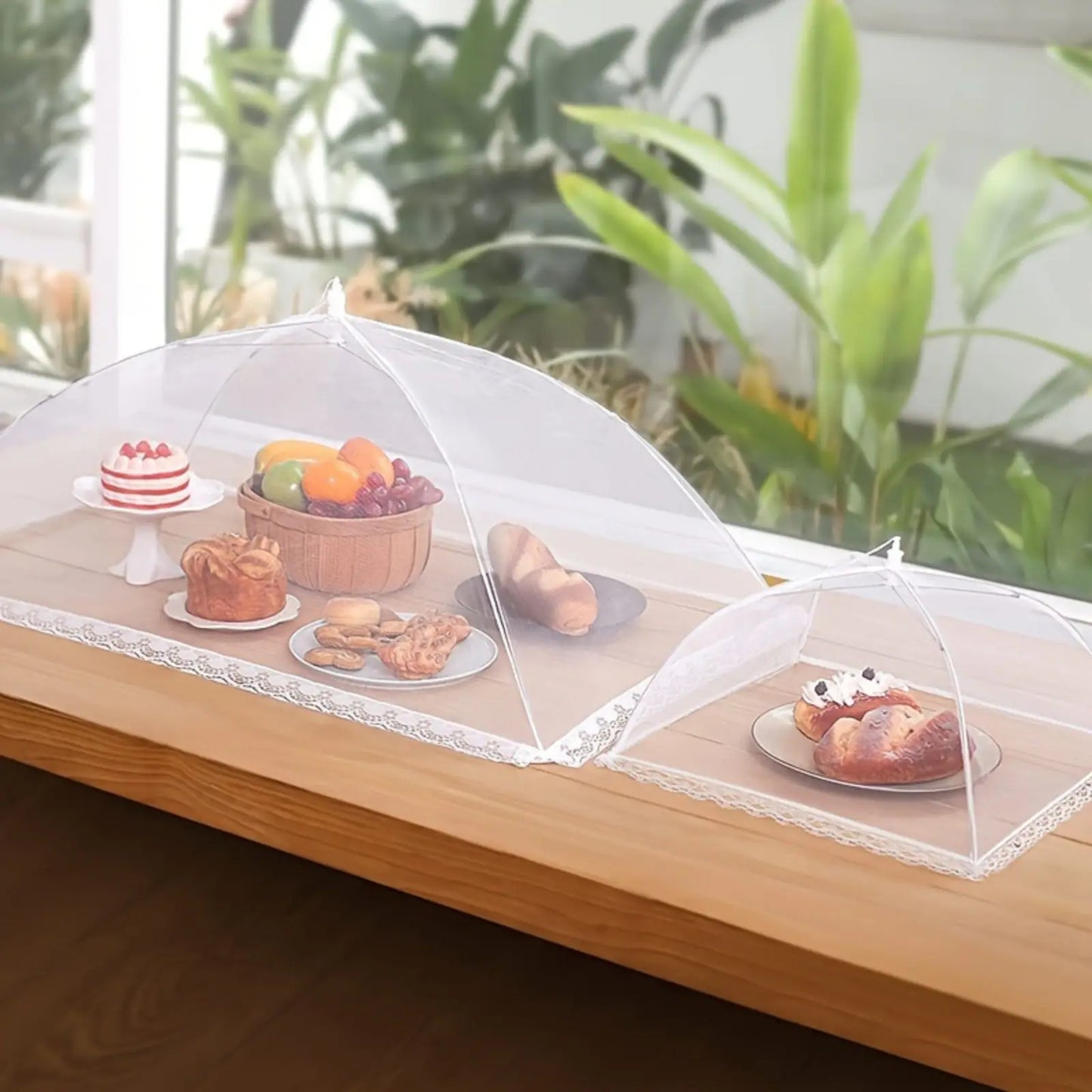 Square folding vegetable cover removable and washable mesh food cover dining table cover insect cover