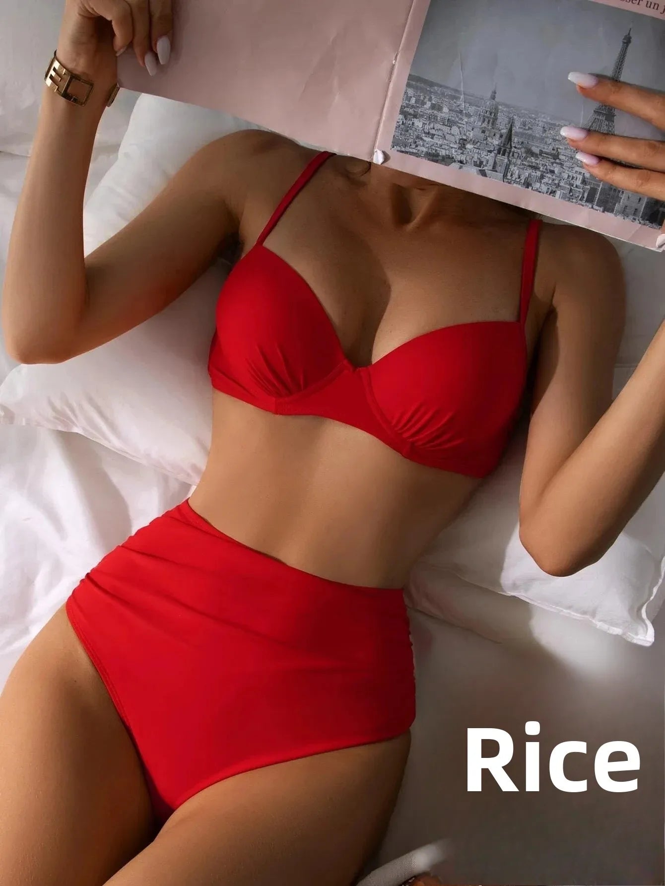Sexy Print Bikini Swimsuit Women's Two-Piece Swimming Costume Separate Design Attractive Beachwear Female Models Fashionable