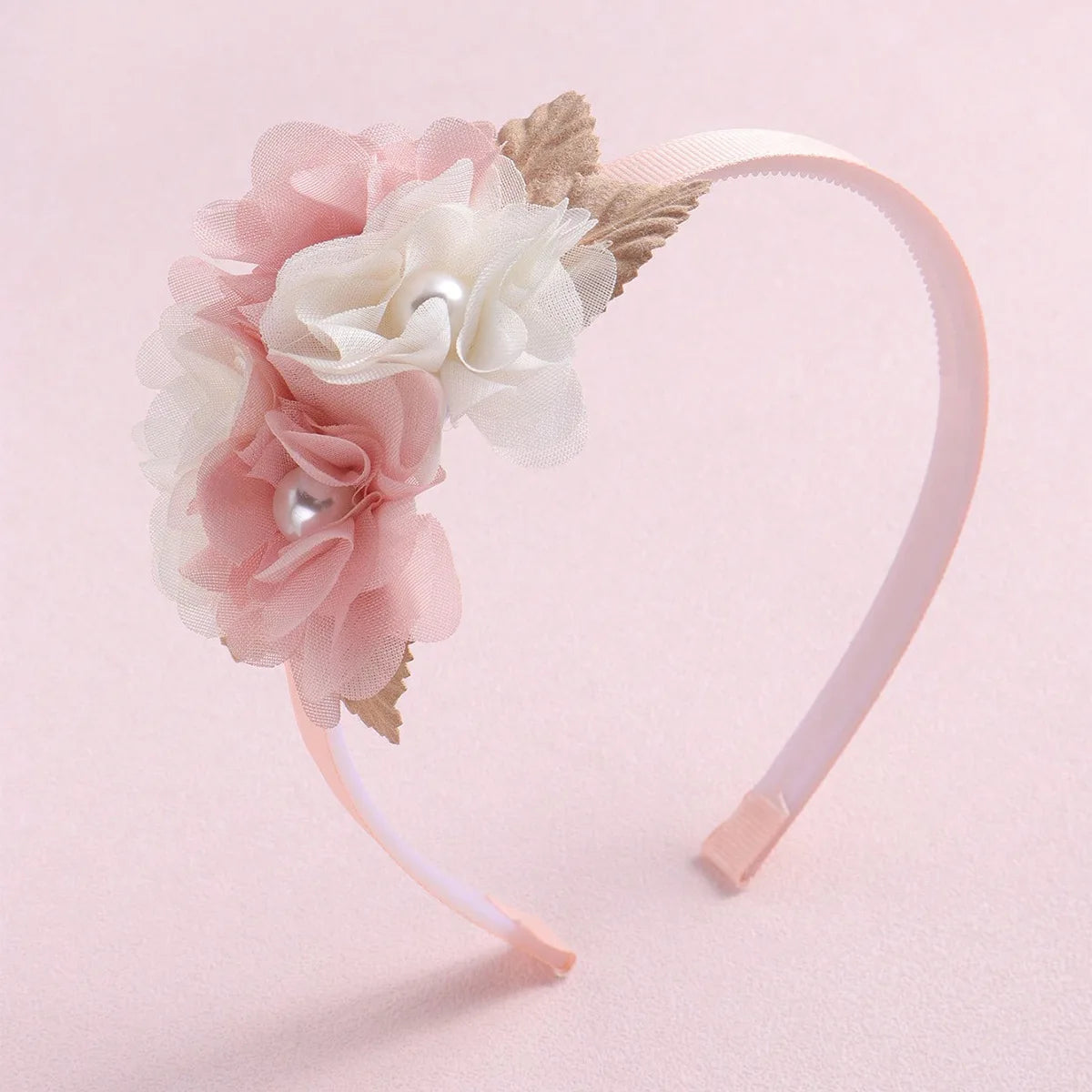 Advanced Handmade Flower Girls Headbands Cute Pearl Feather Wedding Crown Princess Dance Party Headwear Fashion Hoop Accessories