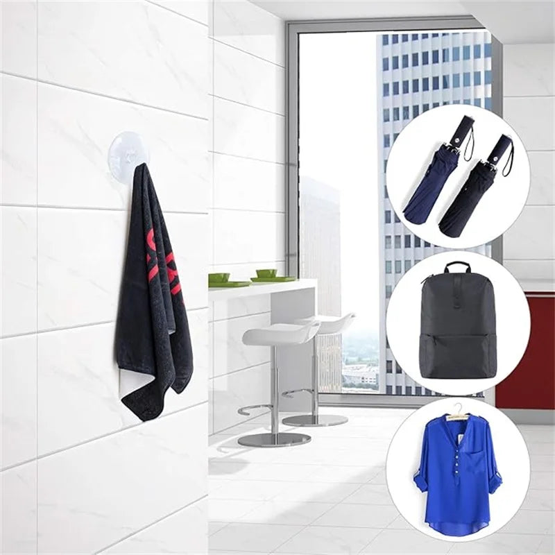 10PCS Suction Cup Hooks Strong Suction Cup Holder with Plastic Hooks For Glass Window Home Kitchen Bathroom Wall Hook Hanger