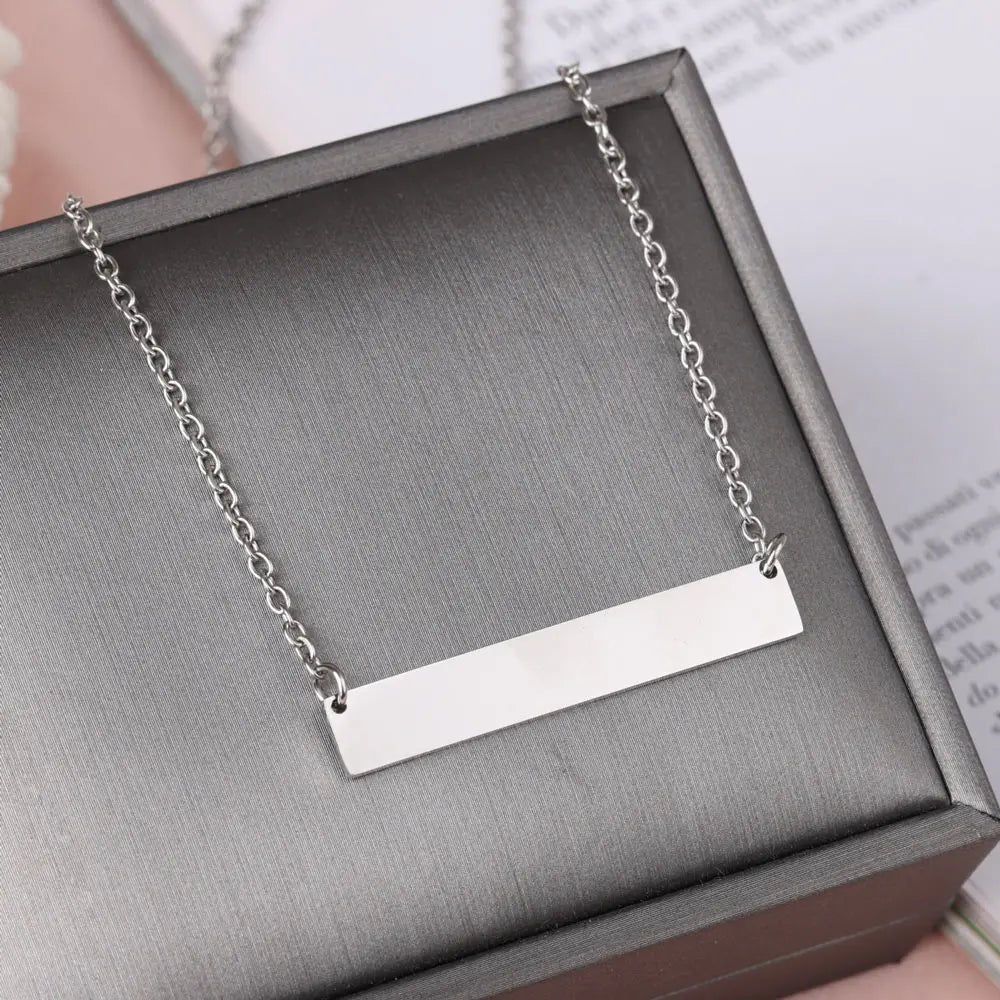 Stainless Steel 40mm Bar Engraved Pendant Necklace 4 Colors Customized Name Necklace For Women Men Personalized Jewelry Gift