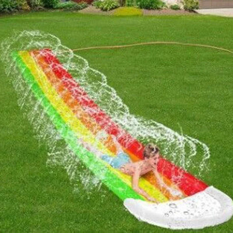 Inflatable Lawn Water Slide Summer Slip Waterslide Water Splash Play Toys with Build in Sprinkler Backyard Outdoor Fun for Kids