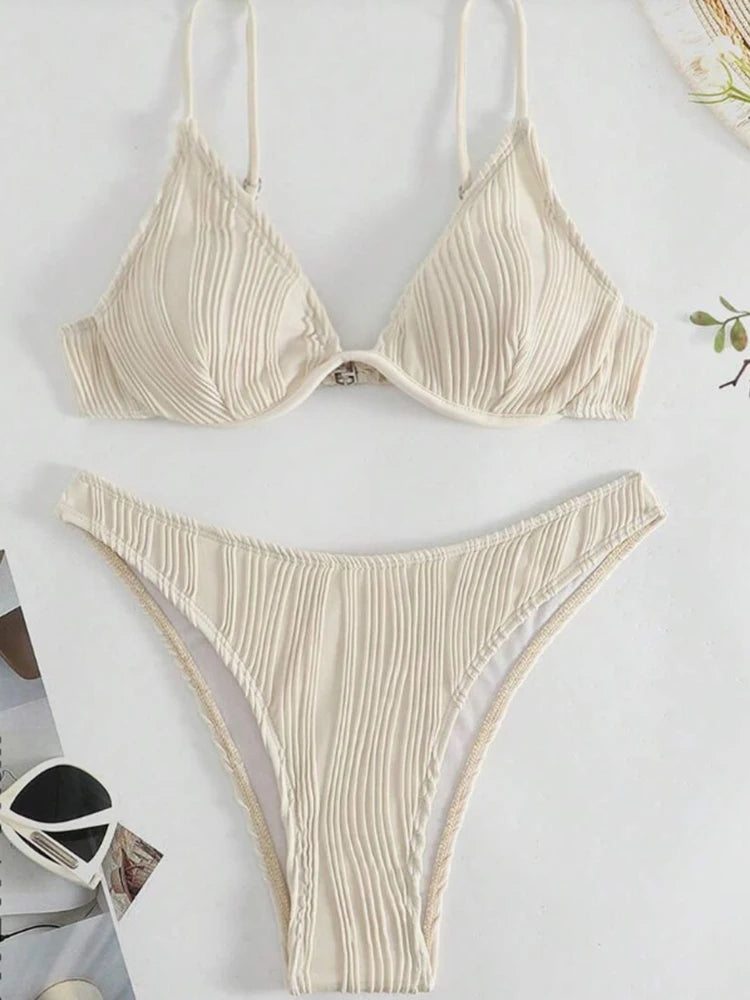 OIINAA Sexy Bikini Set Women Two-Piece Solid Swimsuit Backless Female Swimwear Bathing Summer Fashion Female Holiday Beachwear