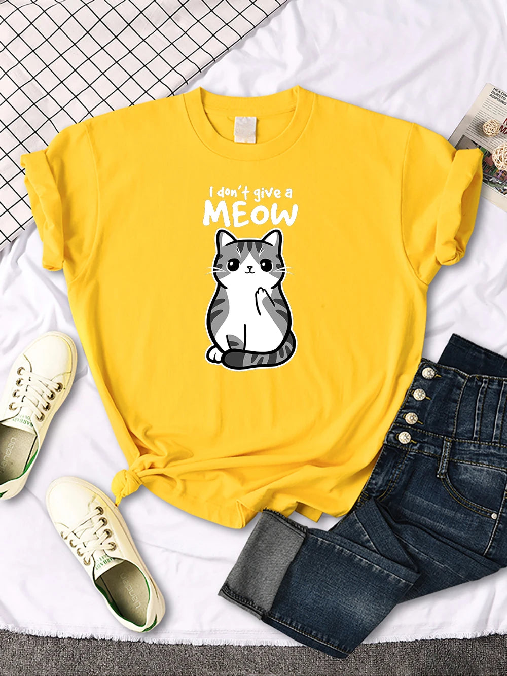 Lovely Cat Printing Women Tshirts Street Breathable New Short Sleeve Casual Fashion Tee Shirt Summer Cool Comfortable Clothing
