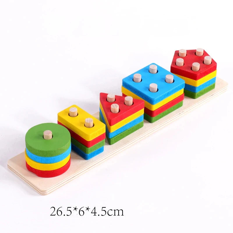 Baby Montessori Puzzle For Children 1 to 3 Years Wooden Toys Building Blocks Learning Educational Toys Color Shape Match Puzzle