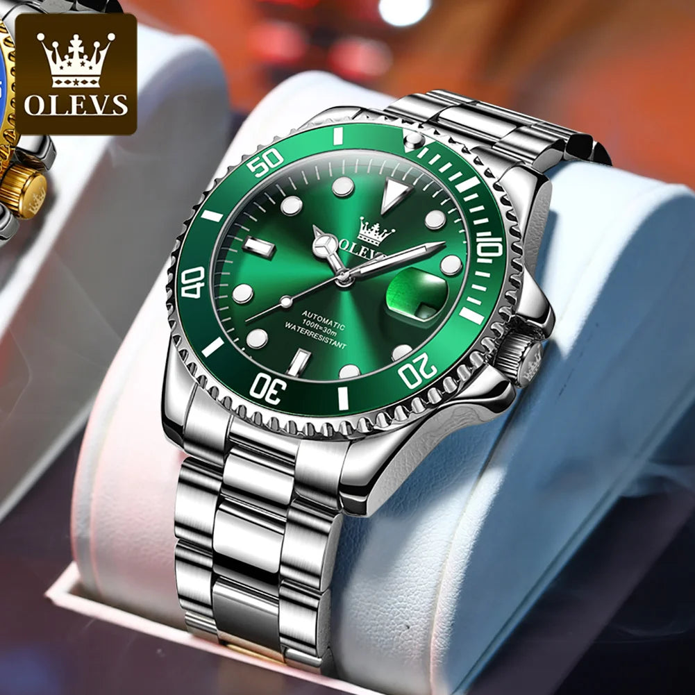 OLEVS 6650 Men's Watches Diving Series Waterproof Stainless steel Auto Date Automatic Mechanical Watch for Men