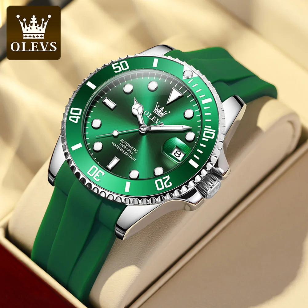 OLEVS 6650 Men's Watches Diving Series Waterproof Stainless steel Auto Date Automatic Mechanical Watch for Men