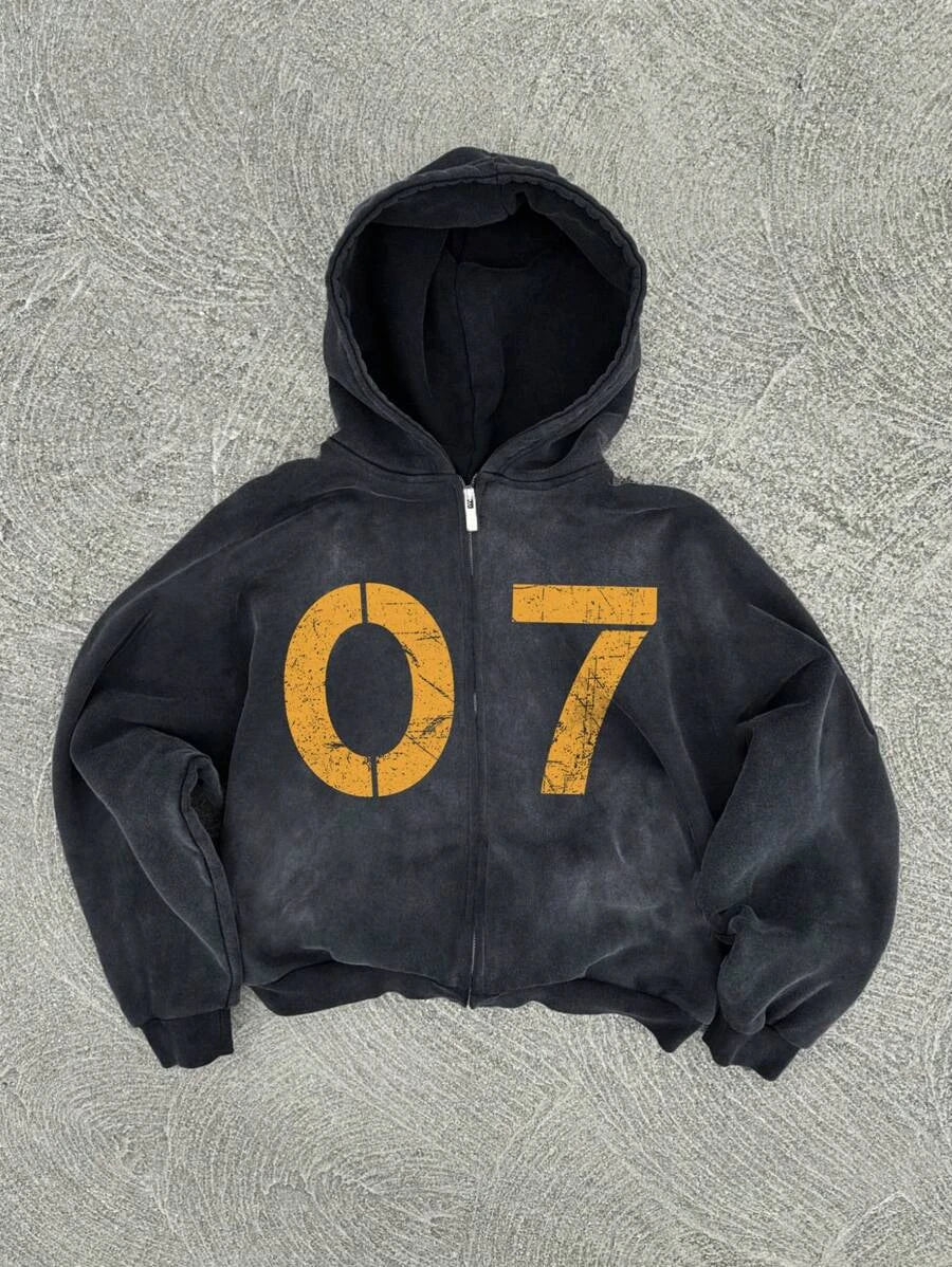 Y2K retro hip-hop trend pattern print men clothing streetwear hoodie fall winter Harajuku jacket gothic casual zip up hoodies