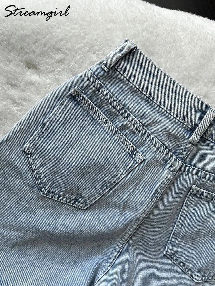 Blue Denim Shorts Women Jeans Long High Waist Loose Bermuda Shorts Woman Black Jean Straight Shorts For Women Summer 2024