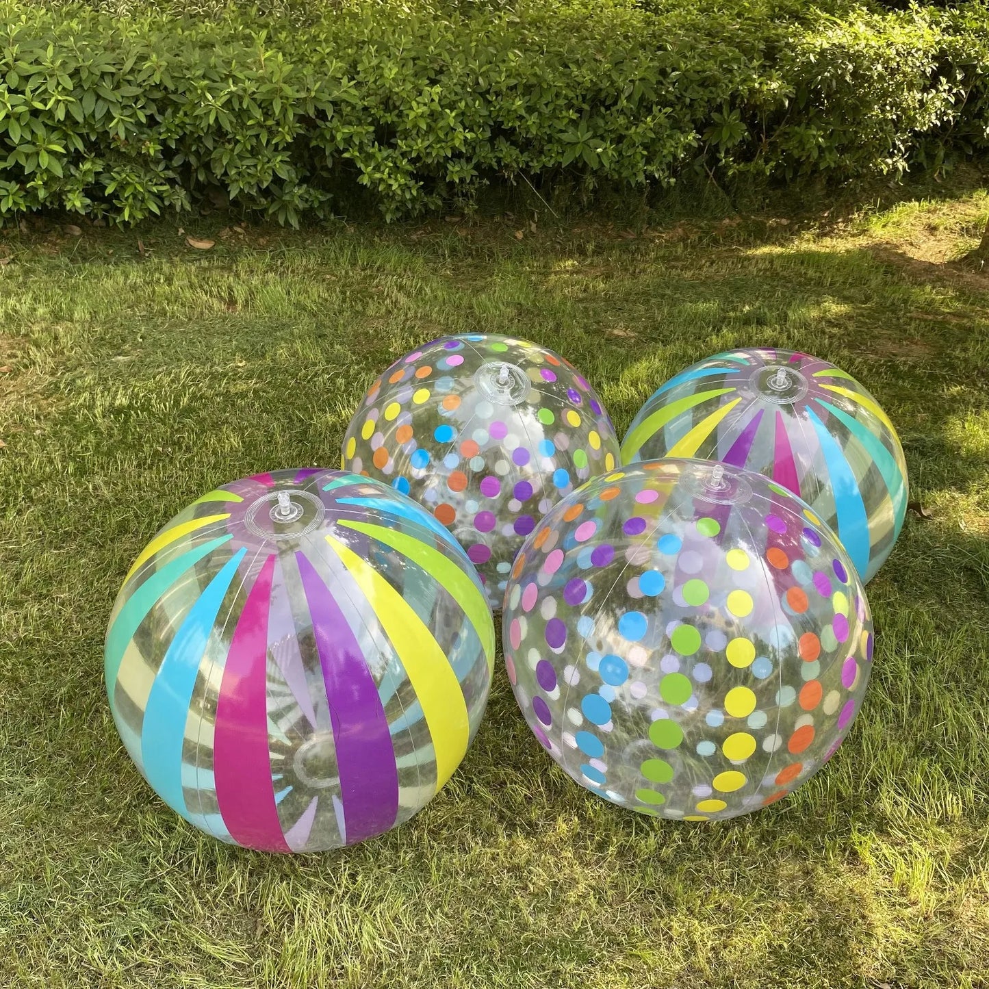 1pc 15.35Inch Colorful Striped Transparent Ball Inflatable Beach Ball, Suitable For Beach Pool Party Games